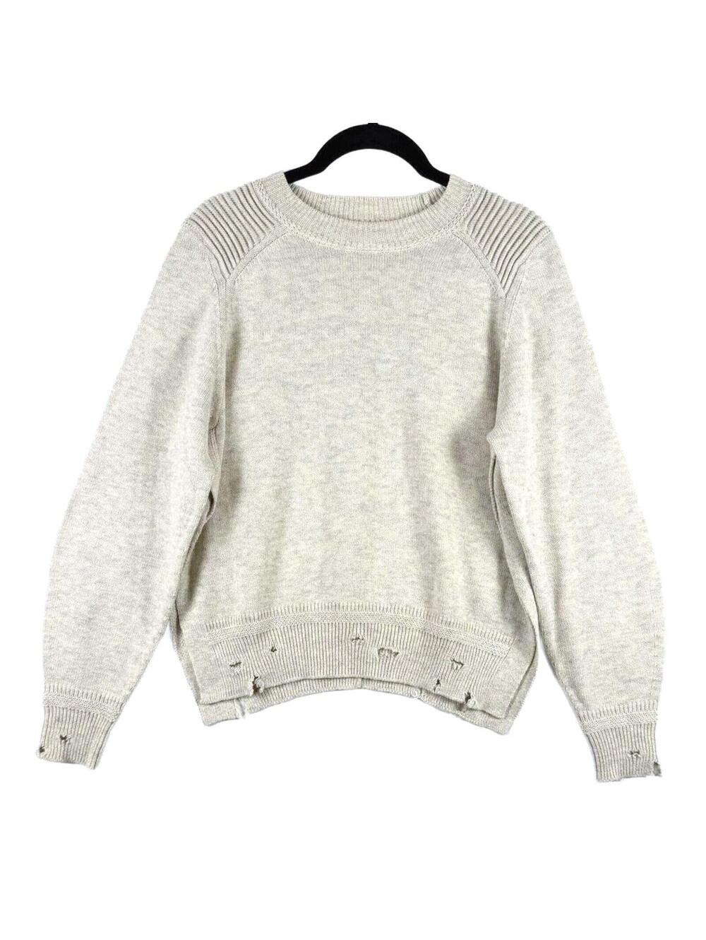 Isabel Marant Étoile Kalia Distressed‎ Sweater Light Grey Size 34 US 0-2